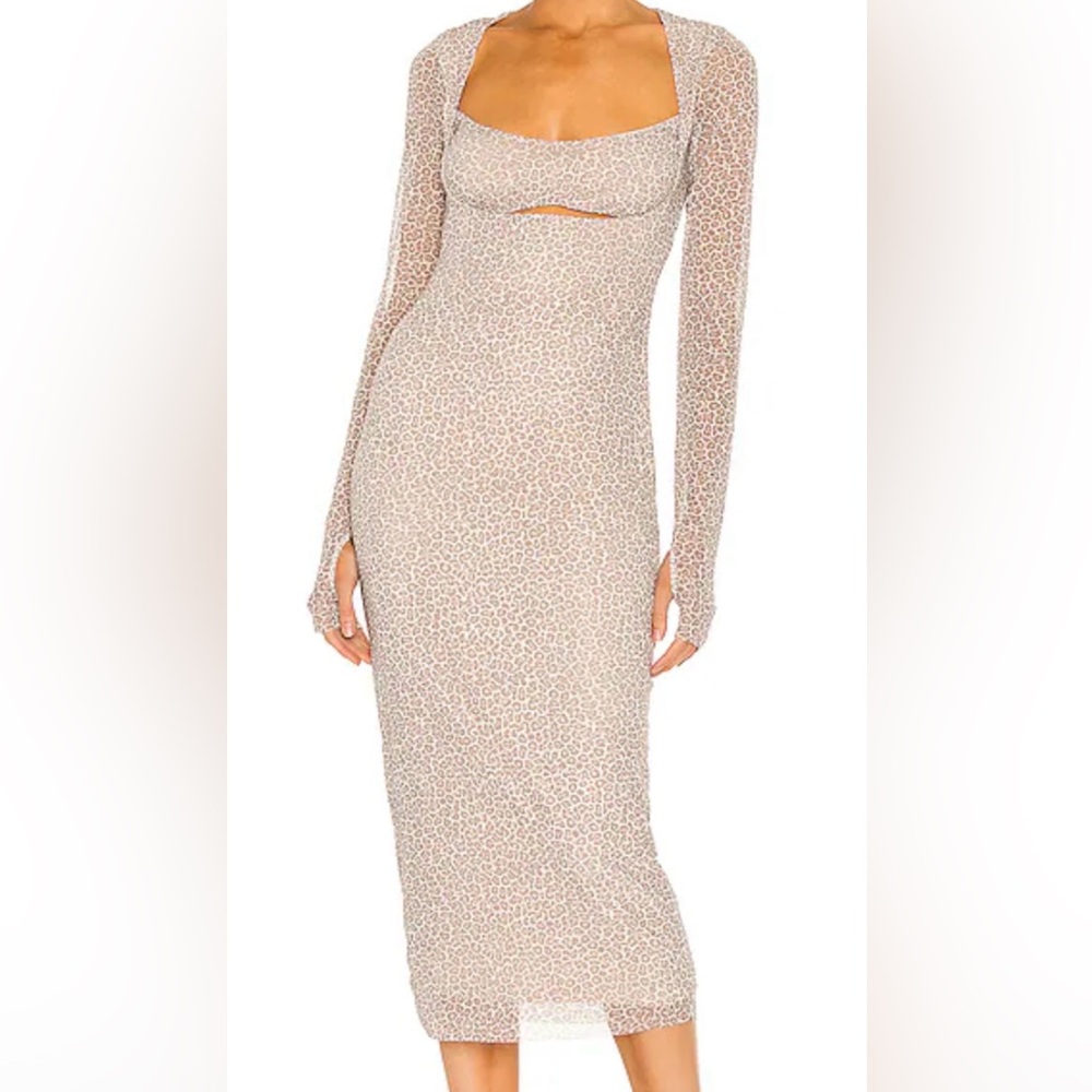 NWT- AFRM Leopard Print Long Sleeve Midi Dress